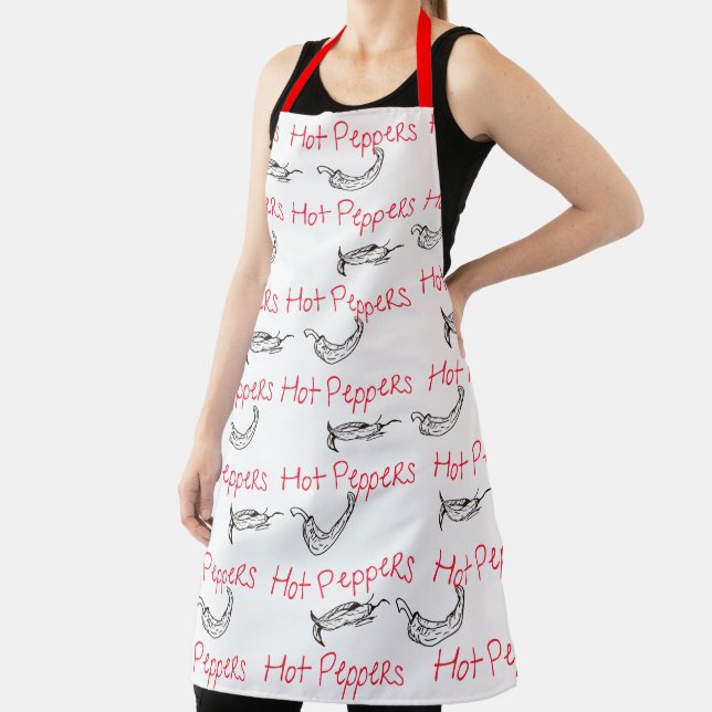 Hot Pepper Apron with Jalapeno Drawings (Insitu)