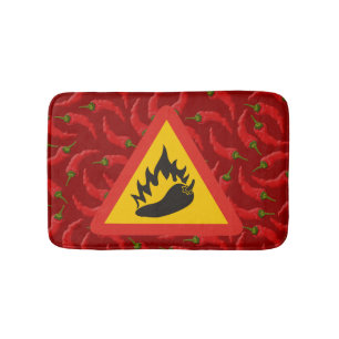 Hot pepper danger sign bath mat
