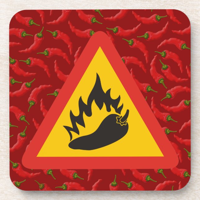 Hot pepper danger sign coaster (Front)