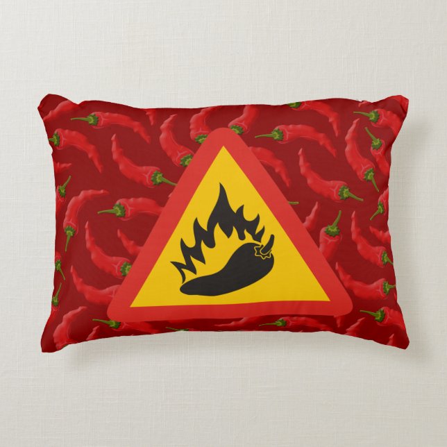 Hot pepper danger sign decorative cushion (Front)