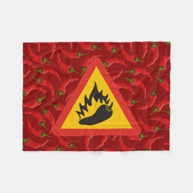 Hot pepper danger sign fleece blanket (Front (Horizontal))