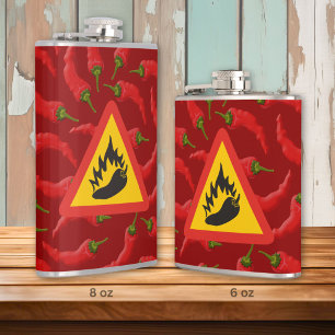 Hot pepper danger sign hip flask