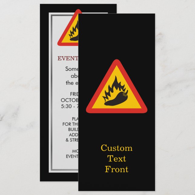 Hot Pepper Danger Sign Invitation (Front/Back)
