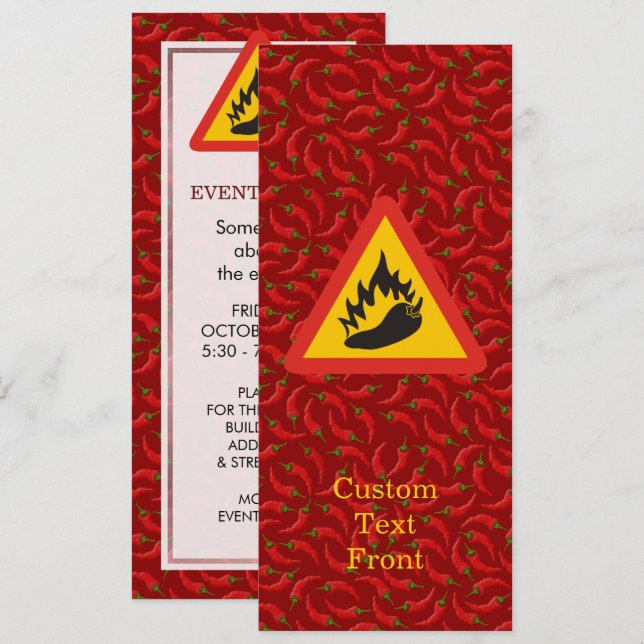 Hot Pepper Danger Sign Invitation (Front/Back)