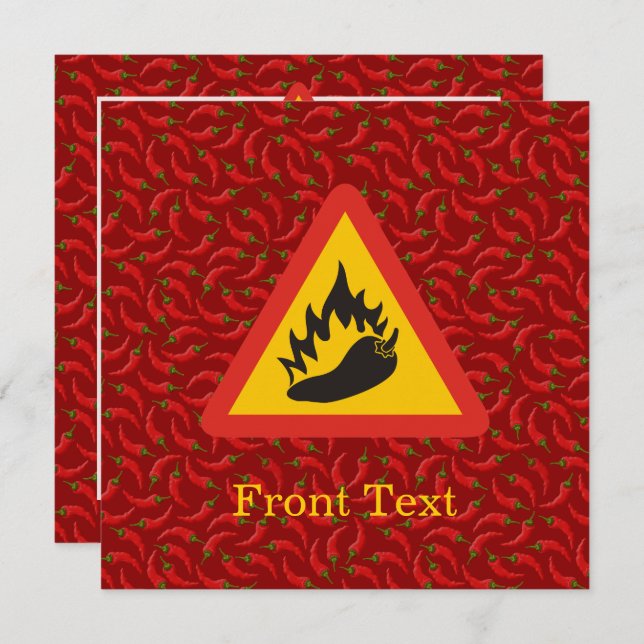 Hot Pepper Danger Sign Invitation (Front/Back)