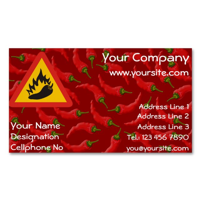 Hot pepper danger sign 	Magnetic business card (Front)