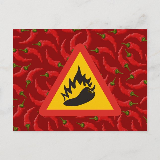 Hot pepper danger sign postcard (Front)
