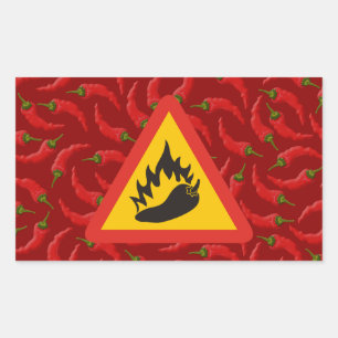 Hot pepper danger sign rectangular sticker