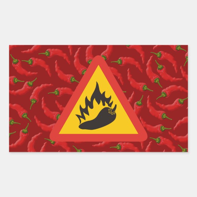 Hot pepper danger sign rectangular sticker (Front)