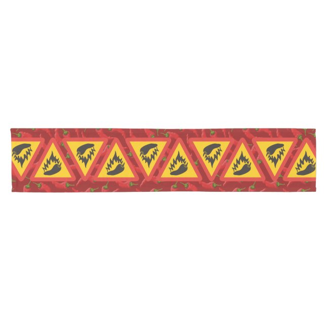 Hot pepper danger sign short table runner (Horizontal)