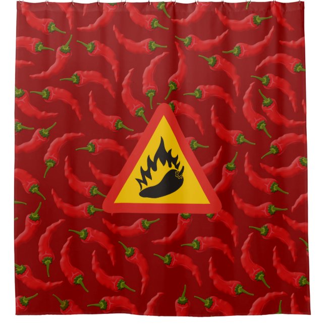 Hot pepper danger sign shower curtain (Front)