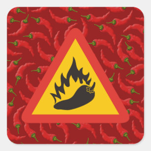 Hot pepper danger sign square sticker