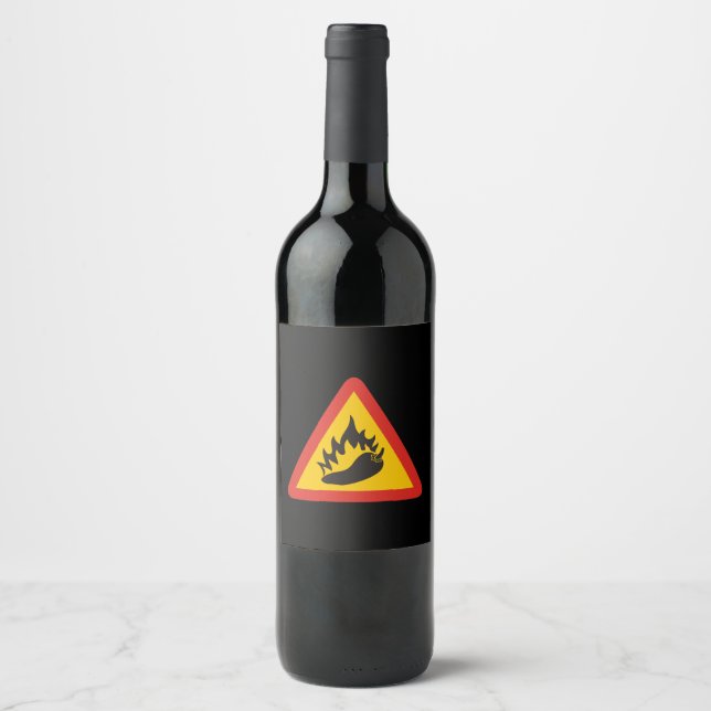 Hot pepper danger sign wine label (Front)