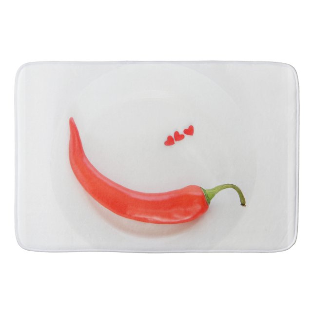 Hot pepper Hearts white red   Bath Mat (Front)