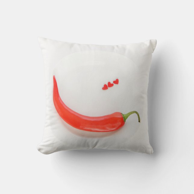 Hot pepper Hearts white red  Cushion (Front)