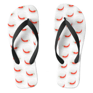 Hot pepper Hearts white red Flip Flops