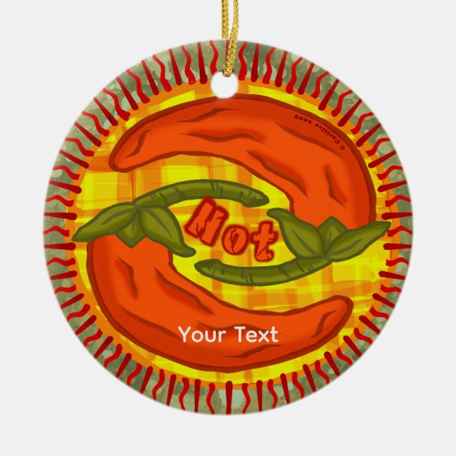 Hot Pepper yin yang Ceramic Tree Decoration (Front)