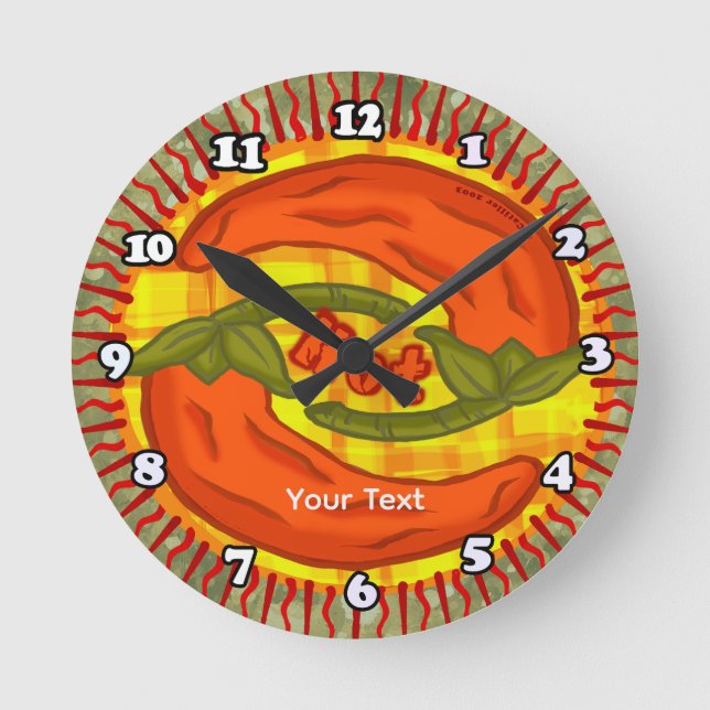 Hot Pepper yin yang Round Clock (Front)
