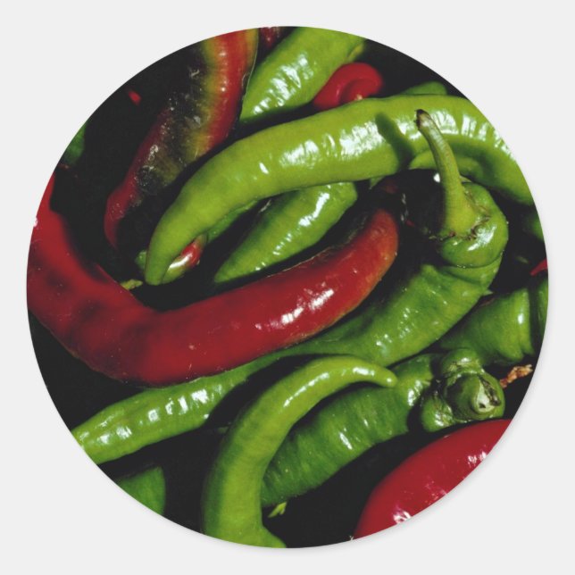 Hot peppers classic round sticker (Front)