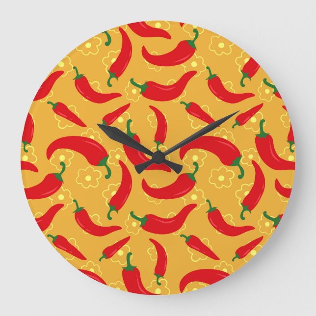 Hot Peppers Large Clock (Front)