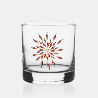 Hot Peppers Mandala Whiskey Glass