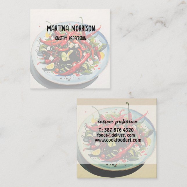 Hot Peppers Salad  Square Business Card (Front/Back)
