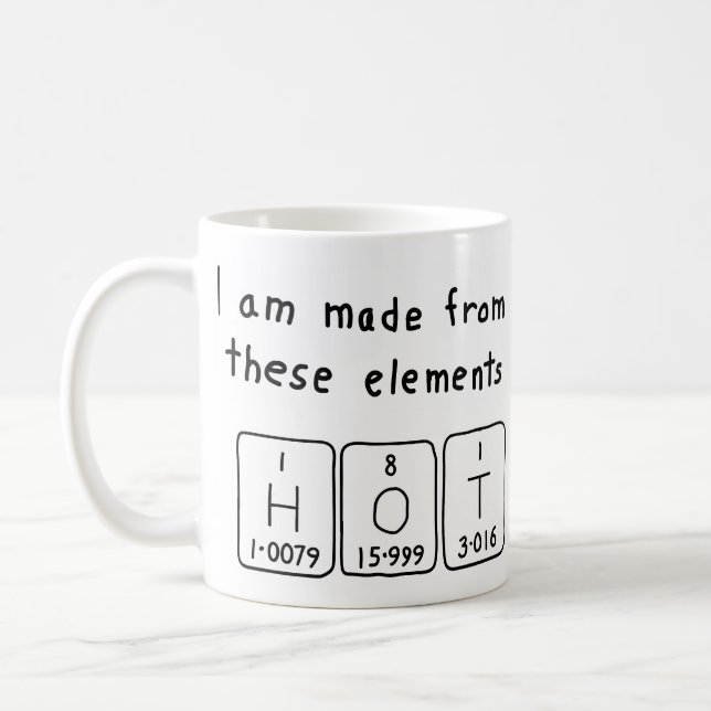 Hot periodic table name mug (Left)