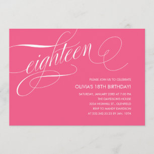 Hot Pink 18th Birthday Party Invitations