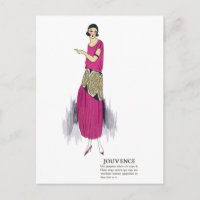 Hot Pink 1920s Flapper Dress Art Deco Postcard