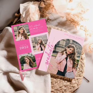 Hot Pink 2025 Graduation Invitation with Photo