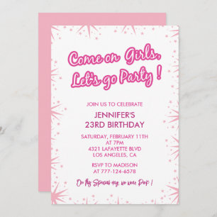 Hot pink 23rd birthday invitations Sparkle Girl 