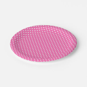 Hot Pink #2 and White Polka Dots Pattern Paper Plate