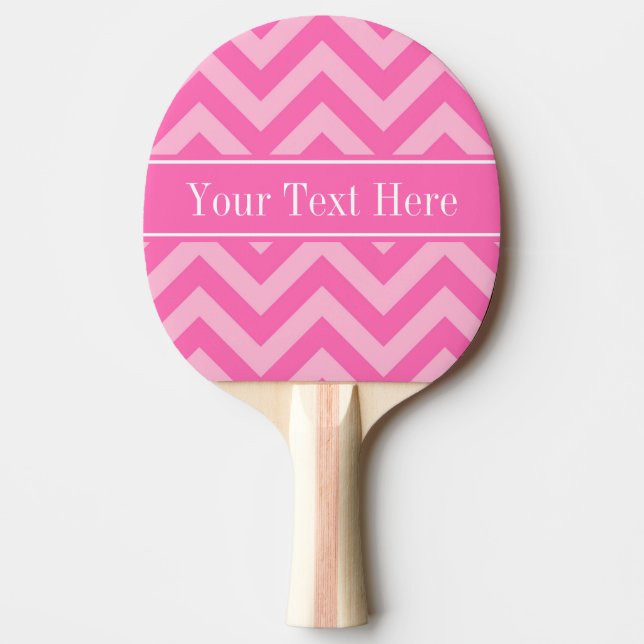 Hot Pink #2 Cotton Candy LG Chevron Name Monogram Ping Pong Paddle (Front)