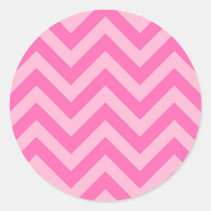 Hot Pink 2, Cotton Candy LG Chevron ZigZag Pattern Classic Round Sticker