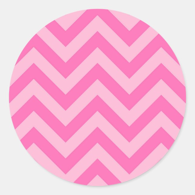 Hot Pink 2, Cotton Candy LG Chevron ZigZag Pattern Classic Round Sticker (Front)