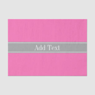 Hot Pink #2, Dark Grey Ribbon Name Monogram Tissue Paper
