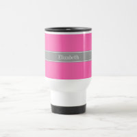 Hot Pink #2, Dark Grey Ribbon Name Monogram
