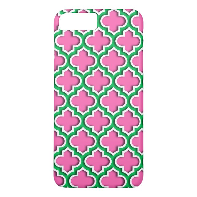 Hot Pink #2, Emerald, Wht Moroccan Quatrefoil #5DS Case-Mate iPhone Case (Back)