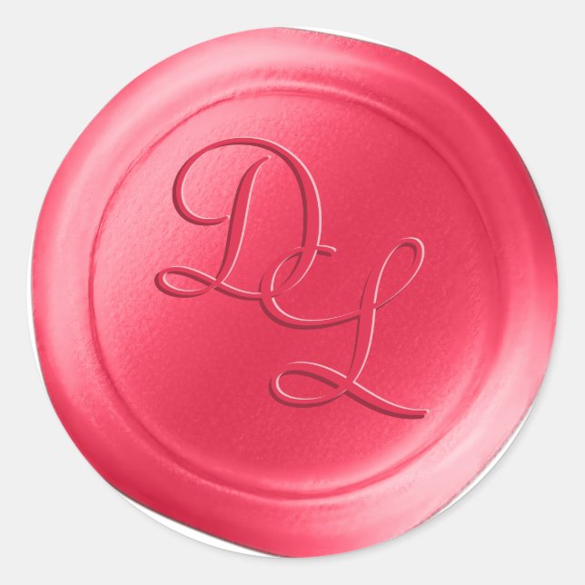 Hot Pink 2 Letter Monogram Wax Seal Stickers (Front)