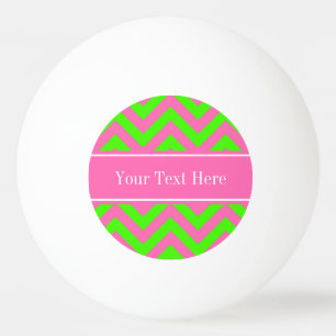 Hot Pink #2 Lime Green LG Chevron Name Monogram Ping Pong Ball