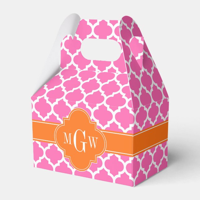 Hot Pink#2  Moroccan #5 Pumpkin 3 Initial Monogram Favour Box (Front Side)