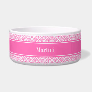 Hot Pink 2 Wht Damask #3 Hot Pink Name Monogram
