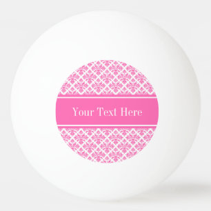 Hot Pink 2 Wht Damask #3 Hot Pink Name Monogram Ping Pong Ball