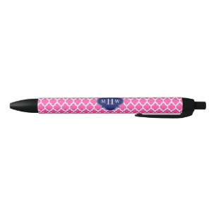 Hot Pink #2 Wht Moroccan #4 Navy Name Monogram Black Ink Pen