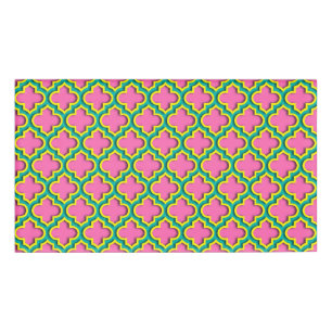 Hot Pink #2, Yellow, Teal Moroccan Quatrefoil #5DS Name Tag