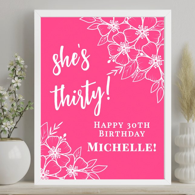 Hot Pink 30th Birthday Party Welcome Poster (Hot Pink 30th Birthday Party Wlecome Poster)