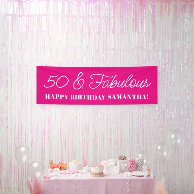 Hot Pink 50 and Fabulous Banner (Party)