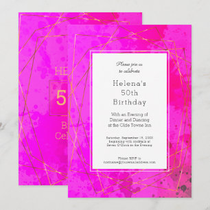 Hot Pink 50th Birthday Party Chic Modern Invitation