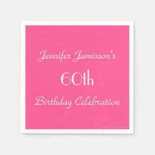 Hot Pink 60th Birthday Party Minimalist Paper Napkin
