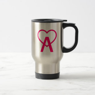 Hot Pink A~Heart Stainless Steel Travel Mug